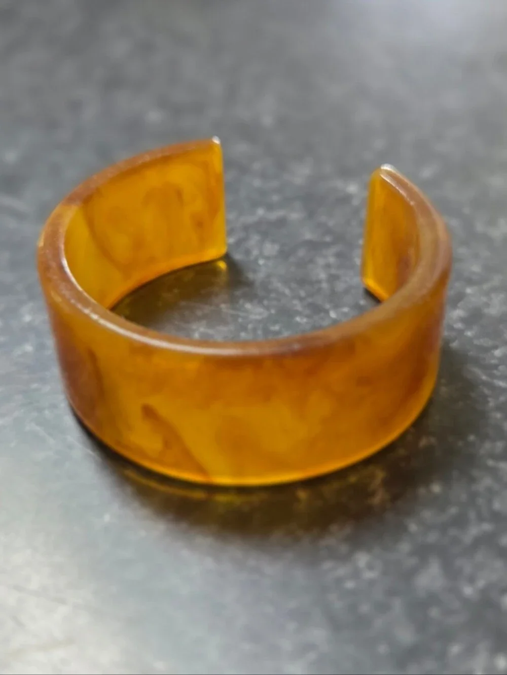 Vintage Bakelite Amber Butterscotch Wide Cuff Bracelet 2.5” Diameter